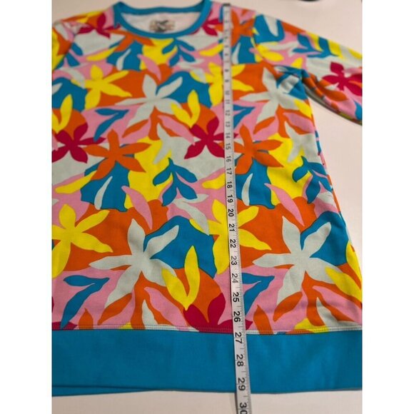 Lands End Serious Sweats Bold Floral Crewneck Sweatshirt Beach Colorful Large - Picture 6 of 8